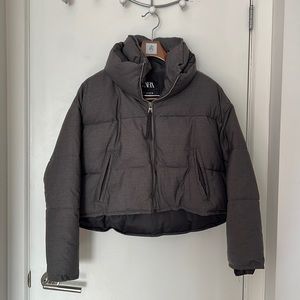 Zara Puffer Jacket in Dark Grey NWOT